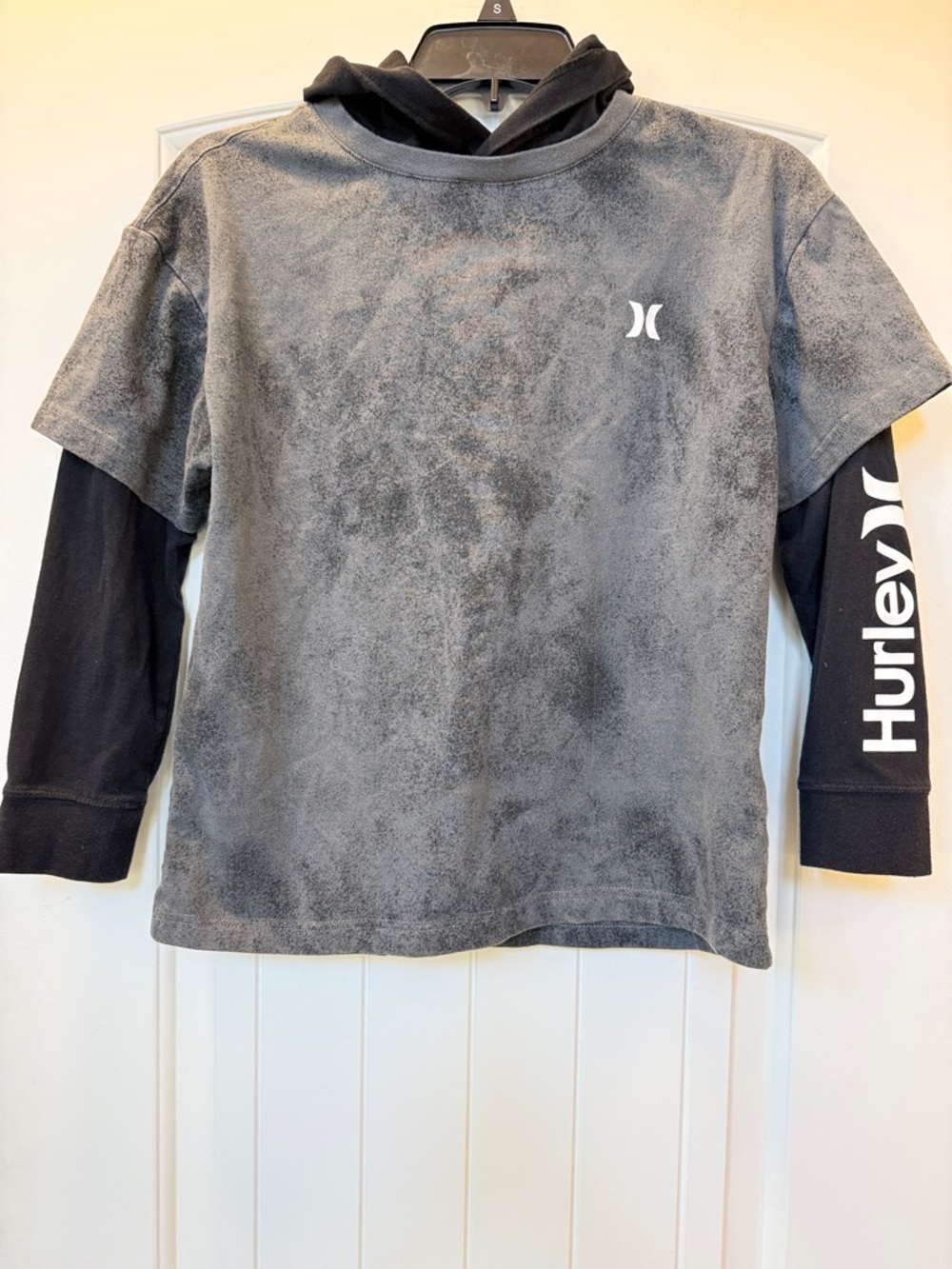 Hurley Kids Grey Black Layered Hoodie Tee